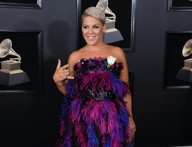 Pink arrives for the 60th Grammy Awards on January 28, 2018, in New York. (AFP) Pink arrives for the 60th Grammy Awards on January 28, 2018, in New York. (AFP)
