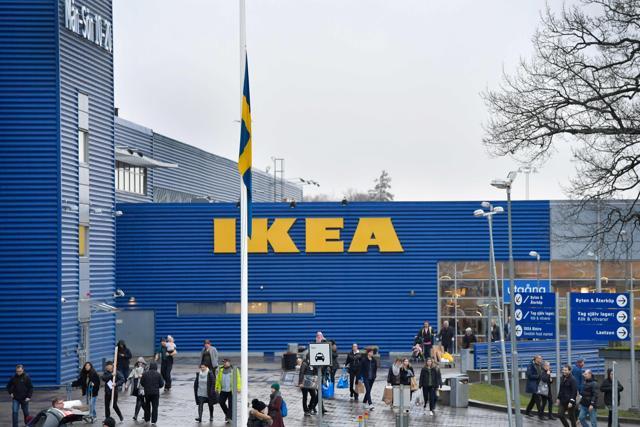 A Swedish flag flies at half mast outside an Ikea store in Stockholm. (AFP) A Swedish flag flies at half mast outside an Ikea store in Stockholm. (AFP)