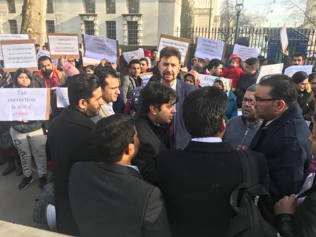 The protest outside Downing Street. (HT Photo) The protest outside Downing Street. (HT Photo)