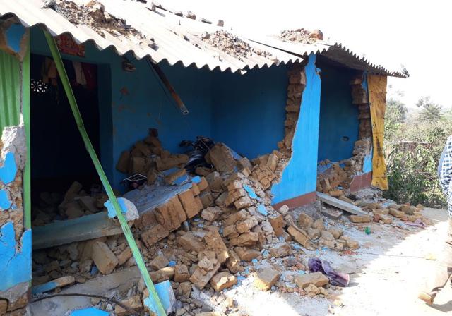 Houses damaged by the herd of wild elephants at Sarna Tola of Gamharia block in Saraikela Kharsawan (HT Photo) Houses damaged by the herd of wild elephants at Sarna Tola of Gamharia block in Saraikela Kharsawan (HT Photo)