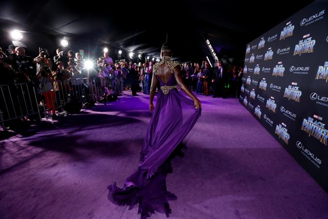 Cast member Lupita Nyong'o poses at the premiere of Black Panther in Los Angeles, California. (REUTERS)