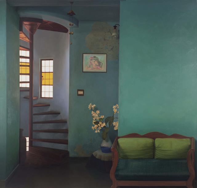 Abir Karmakar, Home (Wall I), 2016, oil on canvas (Courtesy: Ranjana Steinruecke)