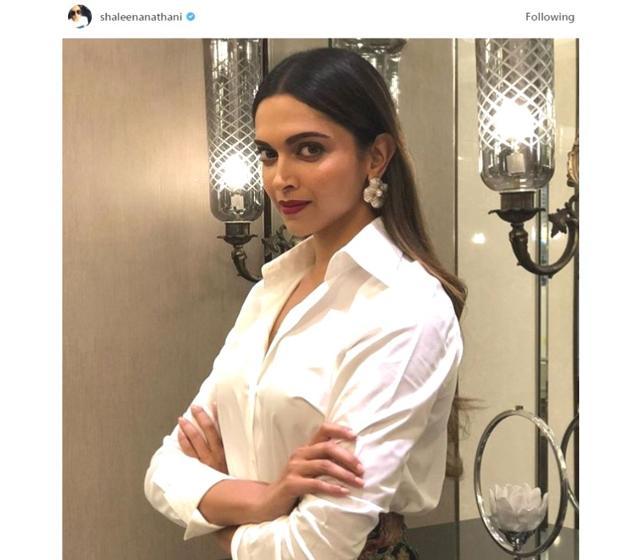 Deepika managed to pull off an outfit that is equal parts sexy and sweet by sticking to structured silhouettes and unfussy details. (Instagram/ shaleenanathani)