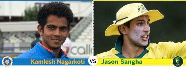Kamlesh Nagarkoti’s pace has been the key factor in India’s march to the final while Jason Sangha has been Australia’s gun batsman. (HT Photo) Kamlesh Nagarkoti’s pace has been the key factor in India’s march to the final while Jason Sangha has been Australia’s gun batsman. (HT Photo)