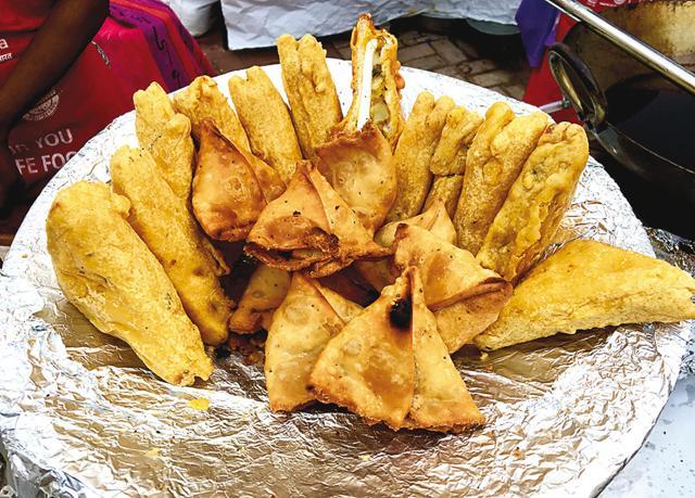 The battered deep-fried sandwiches shone in their golden glory The battered deep-fried sandwiches shone in their golden glory