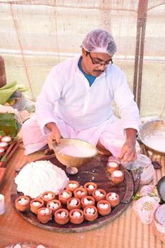 Live demonstration of rosogollas being made at the Marketplace