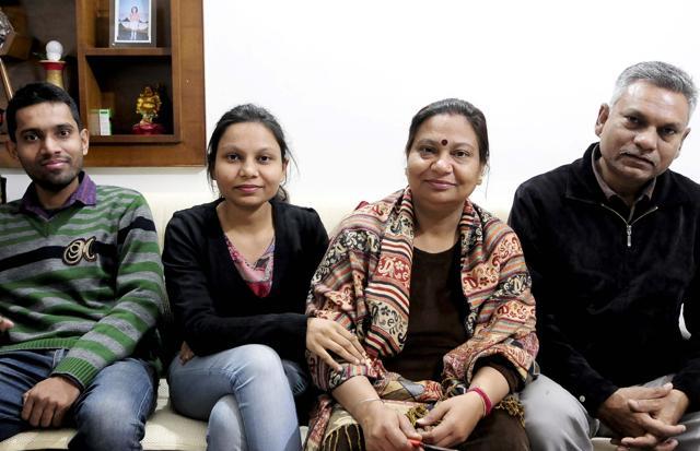 Mohali, India February 01, 2018:: Ashok Dhalwal with family at Phase 10 in Mohali on Wednesday, 01 February 2018.Photo by Keshav Singh/Hindustan Times. Mohali, India February 01, 2018:: Ashok Dhalwal with family at Phase 10 in Mohali on Wednesday, 01 February 2018.Photo by Keshav Singh/Hindustan Times.