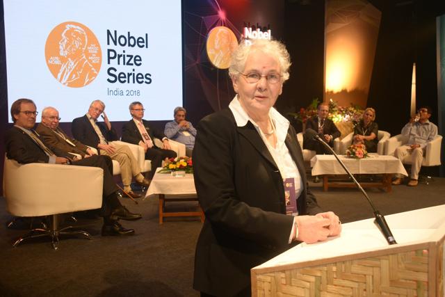Nobel laureate Christiane Nusslein-Volhard during the inauguration of the Nobel Prize Series India 2018 at Kala Academy in Panaji. (HT Photo) Nobel laureate Christiane Nusslein-Volhard during the inauguration of the Nobel Prize Series India 2018 at Kala Academy in Panaji. (HT Photo)
