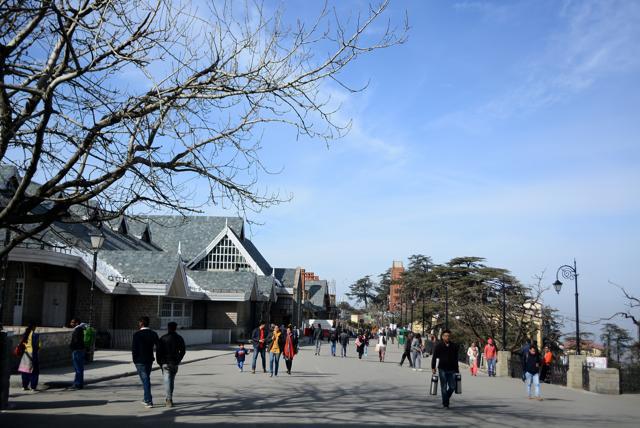 People walking in the cold weather at Ridge, himla on January 31 2018. (HT Photo)