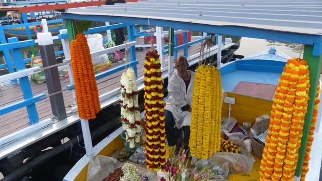 A flower shop at the floating market. (Tanmay Chatterjee / HT Photo)