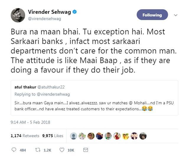 Sehwag tried to douse the fire. (Twitter) Sehwag tried to douse the fire. (Twitter)