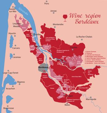 A map of the Bordeaux wine country. (Shutterstock)