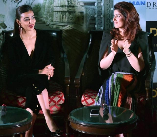 Twinkle paired her glorious techni-colour skirt with a black blazer from Lavish Alice. (PTI)