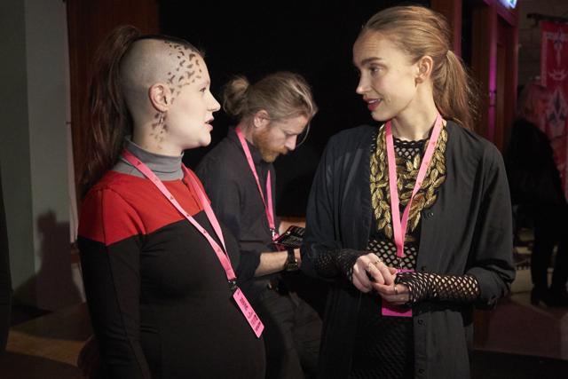 Snoret Linden is dressed as a Star Fleet officer from a species known as 'Trill' in the cult TV franchise Star Trek. (AP) Snoret Linden is dressed as a Star Fleet officer from a species known as 'Trill' in the cult TV franchise Star Trek. (AP)