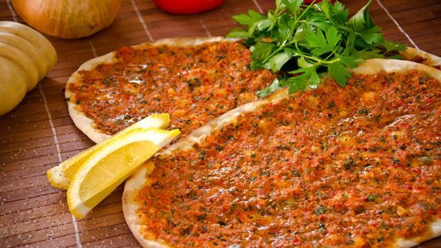 Turkish Pizza makes use of minced lamb and greek yogurt. Turkish Pizza makes use of minced lamb and greek yogurt.