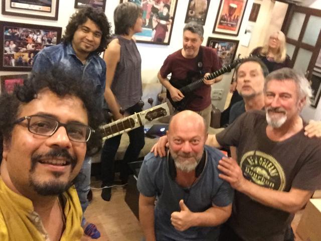 Bickram Ghosh and the Mezcal Jazz Unit during their practice session in Kolkata.