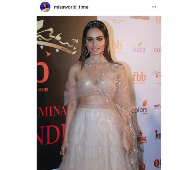 Manushi at an event in Mumbai on Wednesday in her dreamy ensemble. (Instagram/ missworld_time) Manushi at an event in Mumbai on Wednesday in her dreamy ensemble. (Instagram/ missworld_time)