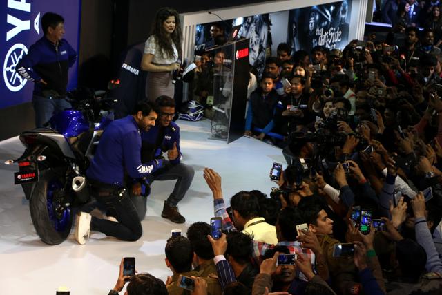 John Abraham at the launch of Yamaha R3 during the Auto Expo. (Photos By Salman Ali/Hindustan Times) John Abraham at the launch of Yamaha R3 during the Auto Expo. (Photos By Salman Ali/Hindustan Times)