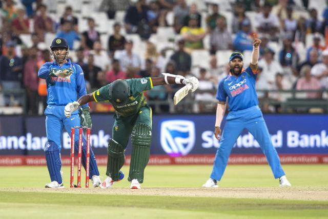 India appeal for a wicket during a One Day International match between South Africa and India at Newlands. (AP) India appeal for a wicket during a One Day International match between South Africa and India at Newlands. (AP)