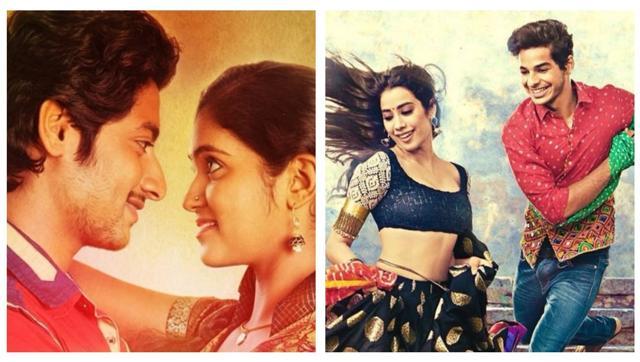 The remake of the Marathi film, Sairat (left), is titled Dhadak, and it is the launch vehicle of star kids Jhanvi Kapoor and Ishaan Khatter (right).