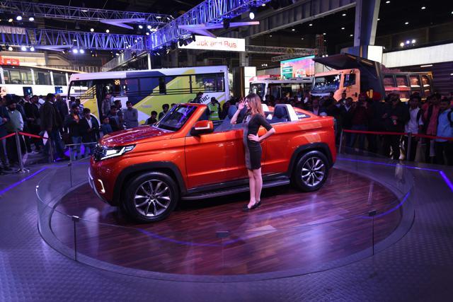 Mahindra showcases its TUV Stinger concept car at the Auto Expo 2018 on Saturday. (Virendra Singh Gosain/HT PHOTO) Mahindra showcases its TUV Stinger concept car at the Auto Expo 2018 on Saturday. (Virendra Singh Gosain/HT PHOTO)