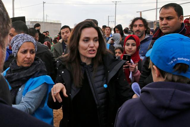 United Nations refugee agency special envoy Angelina Jolie visits Jordan's Zaatari camp for Syrian refugees on January 28, 2018. (AFP) United Nations refugee agency special envoy Angelina Jolie visits Jordan's Zaatari camp for Syrian refugees on January 28, 2018. (AFP)