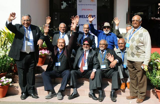 The alumni meet at PEC in Chandigarh on Saturday. (Anil Dayal/HT)