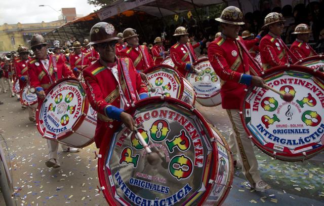 A marching band parades during the Carnival. (AP)