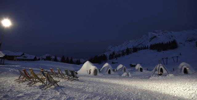 A night view at an igloo village. (AP) A night view at an igloo village. (AP)