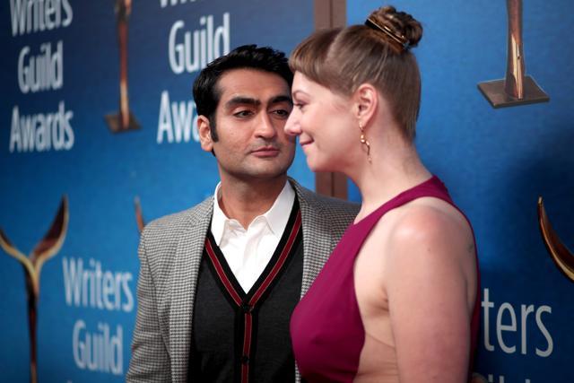 Kumail Nanjiani (L) and Emily V. Gordon attend the 2018 Writers Guild Awards L.A. Ceremony at The Beverly Hilton Hotel on February 11, 2018 in Beverly Hills, California. (AFP) Kumail Nanjiani (L) and Emily V. Gordon attend the 2018 Writers Guild Awards L.A. Ceremony at The Beverly Hilton Hotel on February 11, 2018 in Beverly Hills, California. (AFP)