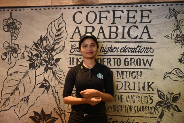 Jyoti Rawat, a barista, says that working on Valentine’s Day is hectic, but she finds time for romance. (Photo: Sarang Gupta/HT)