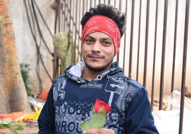 For Amit Badhana, a florist near Palika Bazaar, Connaught Place, Valentine’s Day celebrations are as important as getting customers. (Photo: Sarang Gupta/HT)
