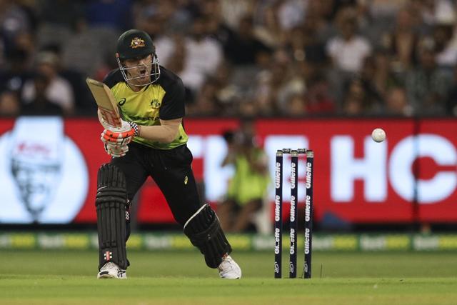 Australia's captain David Warner plays a shot during the Twenty20 International Tri-Series cricket match between England and Australia at the MCG in Melbourne on February 10, 2018. (AFP) Australia's captain David Warner plays a shot during the Twenty20 International Tri-Series cricket match between England and Australia at the MCG in Melbourne on February 10, 2018. (AFP)