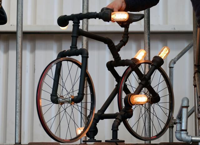 A bicycle made of pipes at a workroom in New Taipei City. (AFP) A bicycle made of pipes at a workroom in New Taipei City. (AFP)