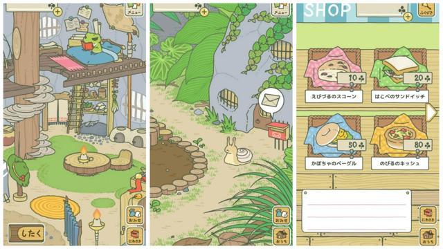 Screenshots from the mobile game, Tabi Kaeru. (Google Playstore)