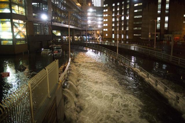 Seawater floods the entrance to the Brooklyn Battery Tunnel in New York in the wake of Superstorm Sandy. (AP File Photo) Seawater floods the entrance to the Brooklyn Battery Tunnel in New York in the wake of Superstorm Sandy. (AP File Photo)