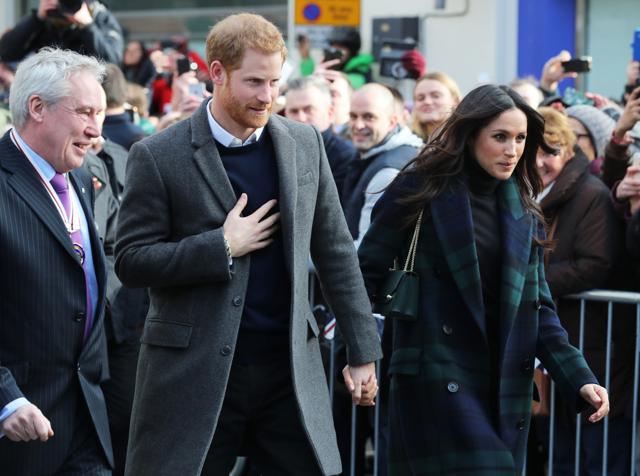 Britain's Prince Harry and his fiancée, US actress Meghan Markle arrive at Social Bite, a social enterprise cafe in Edinburgh. (AFP) Britain's Prince Harry and his fiancée, US actress Meghan Markle arrive at Social Bite, a social enterprise cafe in Edinburgh. (AFP)