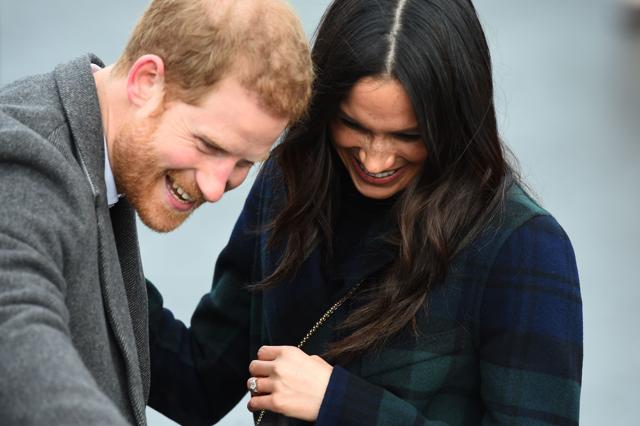 Britain's Prince Harry and his fiancée, Meghan Markle (R) meet the mascot of the Royal Regiment of Scotland, Shetland pony Cruachan. (AFP) Britain's Prince Harry and his fiancée, Meghan Markle (R) meet the mascot of the Royal Regiment of Scotland, Shetland pony Cruachan. (AFP)