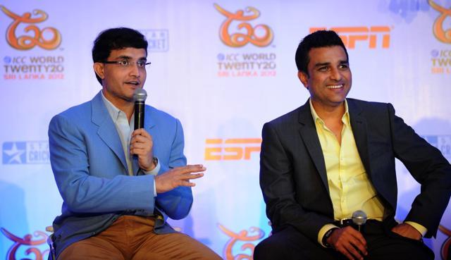 Former Indian cricketers and commentators for the World Twenty20 world cup, Saurav Ganguly (L) and Sanjay Manjrekar speak at a press conference in New Delhi on August 28, 2012. (Sajjad Hussain/AFP) Former Indian cricketers and commentators for the World Twenty20 world cup, Saurav Ganguly (L) and Sanjay Manjrekar speak at a press conference in New Delhi on August 28, 2012. (Sajjad Hussain/AFP)