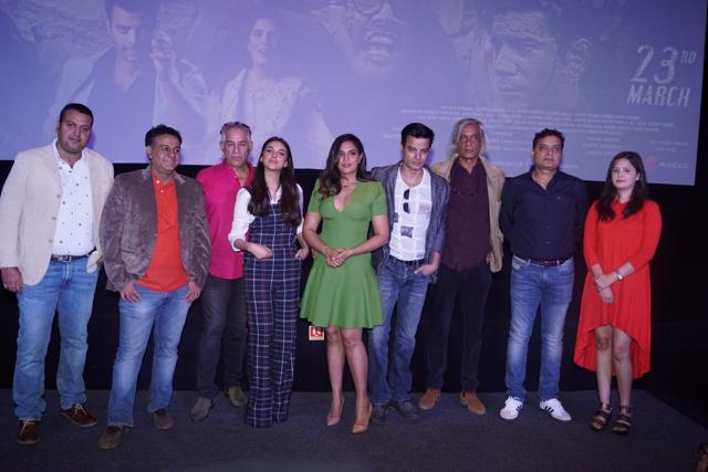 Rahul Bhat, Aditi Rao Hydari, Dalip Tahil, Richa Chadha and filmmaker Imtiaz Ali during the trailer launch of her upcoming film DaasDev in Mumbai on Feb 14. (IANS)