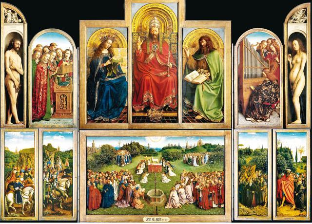The Adoration of the Mystic Lamb by the brothers Jan and Hubert van Eyck is possibly the most famous painting in Flanders (Shoejoy) The Adoration of the Mystic Lamb by the brothers Jan and Hubert van Eyck is possibly the most famous painting in Flanders (Shoejoy)