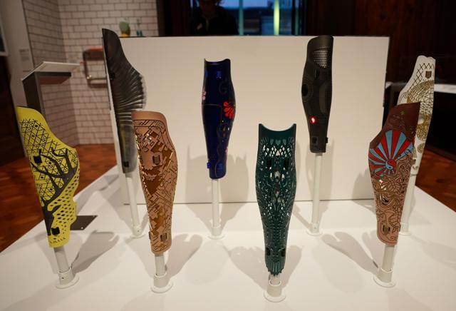 Prosthetic leg covers on display. (AFP)