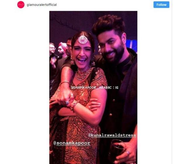 Actor Sonam Kapoor with designer Kunal Rawal. (Instagram/ glamouralertofficial) Actor Sonam Kapoor with designer Kunal Rawal. (Instagram/ glamouralertofficial)