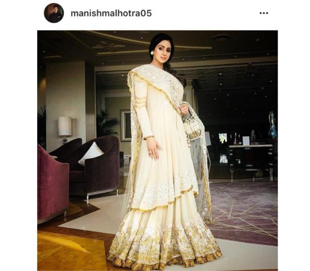 Sridevi in Manish Malhotra. (Instagram/ manishmalhotra05) Sridevi in Manish Malhotra. (Instagram/ manishmalhotra05)