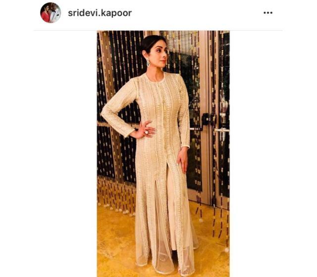 Sridevi in Faraz Manan. (Instagram/ sridevi.kapoor) Sridevi in Faraz Manan. (Instagram/ sridevi.kapoor)