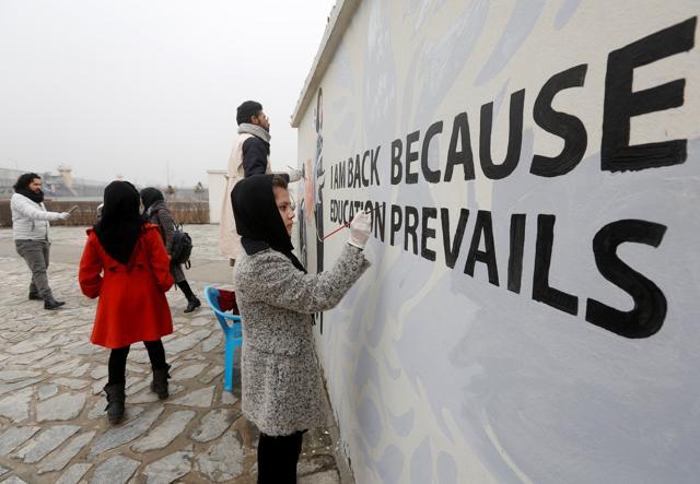 The group gets commissions from Afghan and international groups for “awareness raising and advocacy” and sells smaller artworks. (REUTERS) The group gets commissions from Afghan and international groups for “awareness raising and advocacy” and sells smaller artworks. (REUTERS)