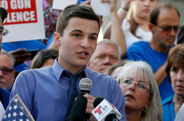 Marjory Stoneman Douglas High School student Cameron Kasky speaks at a rally for gun control at the Broward County Federal Courthouse in Fort Lauderdale, Florida on February 17, 2018. (AFP) Marjory Stoneman Douglas High School student Cameron Kasky speaks at a rally for gun control at the Broward County Federal Courthouse in Fort Lauderdale, Florida on February 17, 2018. (AFP)