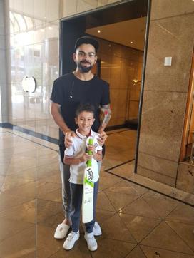 Virat Kohli made this young fan’s day by meeting him after he had skipped school to see the Indian skipper in action. (Twitter: @akediyal) Virat Kohli made this young fan’s day by meeting him after he had skipped school to see the Indian skipper in action. (Twitter: @akediyal)