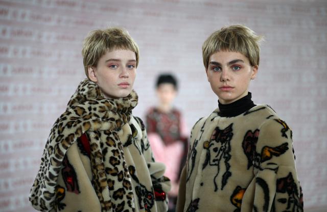 Models displays creations during the Shrimps presentation at London Fashion Week. (REUTERS) Models displays creations during the Shrimps presentation at London Fashion Week. (REUTERS)