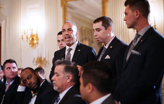 Andrew Pollack (centre), flanked by his sons, speaks during the “listening session” on gun violence with US President Donald Trump on Thursday. (AFP Photo) Andrew Pollack (centre), flanked by his sons, speaks during the “listening session” on gun violence with US President Donald Trump on Thursday. (AFP Photo)